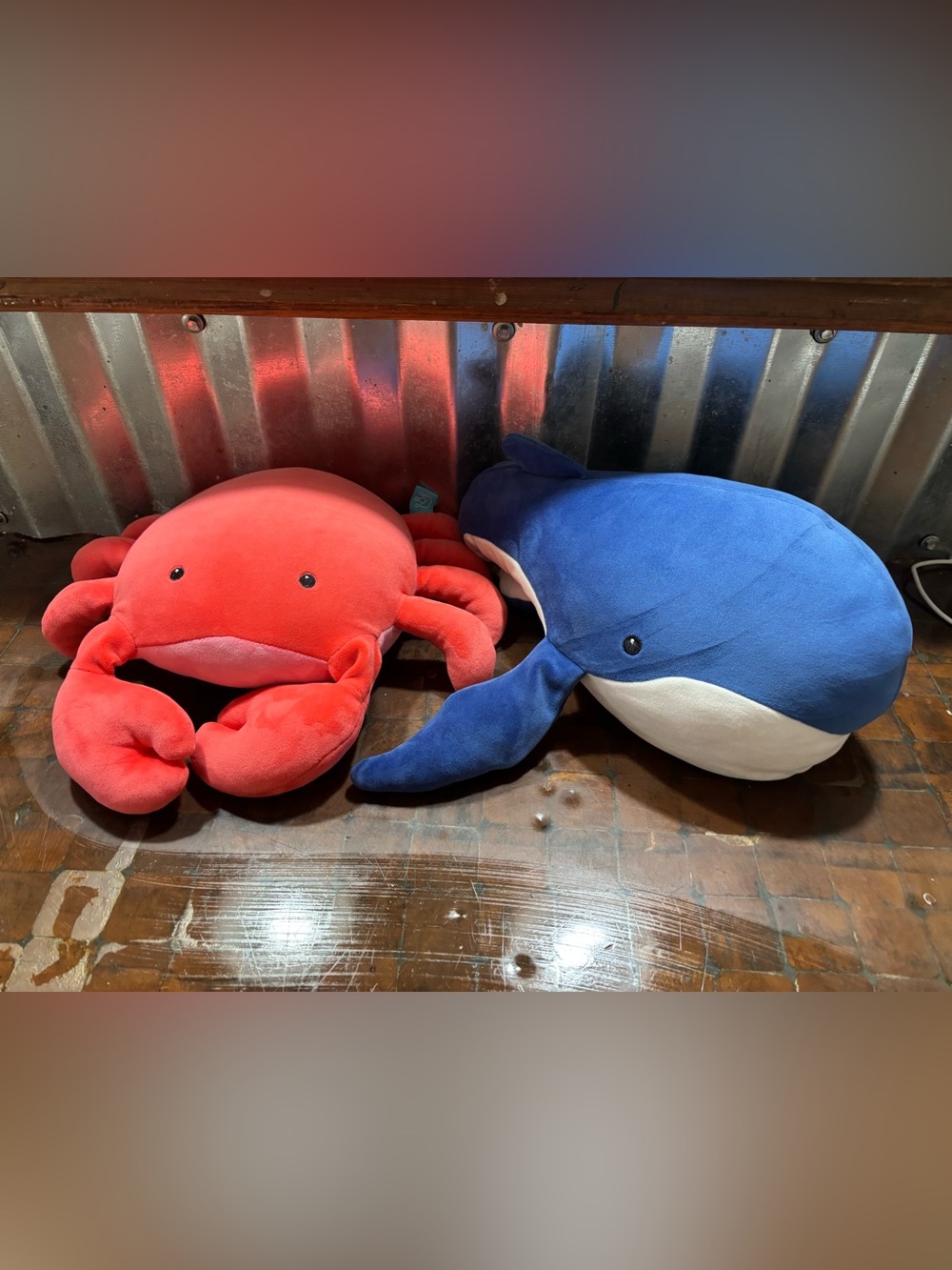 Manhattan Toy Co velveteen crab and whale plush